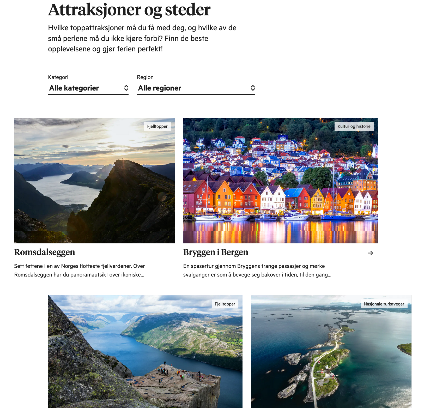 Attraksjoner og steder Fjord Norway(1)