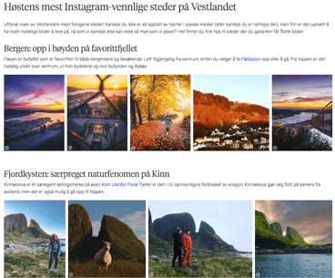 Skjermbilde "Høstens mest Instagram-vennlige steder på Vestlandet"